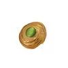 Anillo Retro de Acero de Titanio con Forma de Flor Colorida Europeo y Americano para Mujer, Chapado en Oro, No se Desvanece, Joyería de Anillo con Diseño Abierto Exagerado