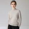 Suéter clássico de cashmere com gola alta média para outono e inverno para mulheres, novo modelo 2026, macio e amigável à pele, quente e macio, top básico liso