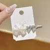 Presilha de Cabelo em Forma de Laço de Coração Iridescente Estilo Coreano para Meninas, Presilha para Franja Lateral, Presilha Bico de Pato, Acessório de Cabelo Fresco e Versátil