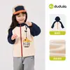 Jaqueta com Capuz Infantil Dudu Outono Moletom com Zíper para Meninas Roupa de Outono para Meninas Jaqueta de Bebê Top Roupas Infantis da Moda