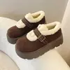Sola grossa com sapatos de algodão felpudo 2026 cano baixo estação outono e inverno botas de neve mulheres usam sapatos de pele grossa mulheres novo estilo tornozelo curto
