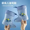 Botas de Chuva Impermeáveis Fofas para Crianças Meninas, Botas de Chuva Impermeáveis Antiderrapantes com Solado Macio para Crianças Pequenas e Médias, Sapatos Impermeáveis com Forro de Lã, Sapatos de Borracha para Meninos