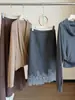 Elegante y sofisticada falda midi de mezcla de lana con ribete de encaje para mujer, nueva colección de otoño, de cintura alta, versátil, corte recto, con abertura