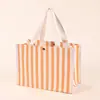 Bolsa de mão casual, bolsa de ombro de lona listrada de grande capacidade, bolsa de compras de moda feminina para supermercado, atacado, leve