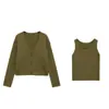 Estilo Europeo y Americano Za Transfronterizo 2025 Nuevo Traje Casual para Mujer Chaleco de Punto de Algodón + Chaqueta de Punto de Algodón