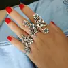 Anel de Flor de Folha de Videira Estilo Europeu e Americano Anel Feminino Personalizado Prata Antiga Conjunto de 4 Peças Estilo Boêmio
