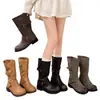 Botas de media caña con tacón grueso y hebilla estilo Melard para mujer, nuevas botas de montar vintage de verano con un aire de alta costura.