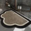 Alfombra de baño hecha de lino, absorbente y antideslizante, diseño geométrico simple, fácil de mantener, alfombrilla antideslizante para el pie para uso doméstico