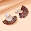 Nuevos Aretes Transfronterizos Aretes de Estilo Bohemio Europeo y Americano Aretes Creativos Hechos a Mano con Borlas en Forma de Abanico Aretes para Mujer