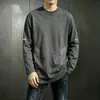 Camiseta casual versátil de manga larga para hombre para otoño, cuello redondo, camiseta básica de color liso de moda, cómoda, transpirable, top de corte holgado