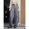 Lufu invierno Nuevo París simple elegante pantalones de traje rectos grandes largos cintura alta adelgazantes holgados crujientes para mujer