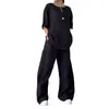 Verano 2026 Nuevo Conjunto de Dos Piezas para Mujer Transfronterizo Amazon Conjunto de Camisa de Algodón Lino Pantalones Sueltos de Cintura Alta
