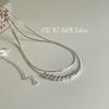 ONIHAN S925 - Collar de plata de ley estilo coreano, sencillo, estilo frío, con cuentas redondas, cadena de hueso de serpiente, nicho, personalidad de alta gama, ligero y lujoso para mujer