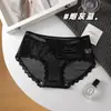 Calcinhas Sexy de Luxo com Renda e Cintura Média que Moldam o Quadril para Mulheres, Fundo de Seda, Malha Respirável e Confortável