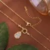 Nuevo Collar de Calabaza de Calcedonia Redonda con Circonita Estilo Chino para Mujer, Cadena para Clavícula y Cadena para Suéter Brillante de Diamante Retro Estilo Nacional con un Toque de Alta Gama
