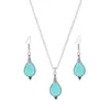 Pendientes de Empalme Geométricos en Forma de Gota de Agua de Moda Retro Transfronteriza Europea y Americana Set de Collar de Cadena Versátil Personalizado Pendientes para Mujer