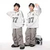 Conjunto Infantil Moderno de Street Dance Calças Cargo para Meninos Estilo Hip-Hop de Rua Elegante Moderno Marca Roupa de Performance
