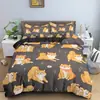 Conjunto de Roupa de Cama Três Peças Dachshund Transfronteiriço da Amazon com Capa de Edredom de Filhote Colorido Fofo Impresso Têxteis Domésticos de Comércio Exterior