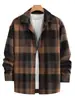 Camisa de cuadros para hombre de manga larga color burdeos estilo americano transfronteriza, chaqueta tipo camisa casual holgada, ropa versátil para hombre de la fábrica original