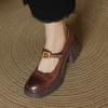 Zapatos Mary Jane de una sola capa con plataforma gruesa y tacón grueso, estilo británico retro, para mujer, primavera y otoño, color antiguo pulido, puntera redonda, versátiles, de boca poco profunda, tacón alto