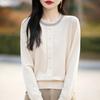 Mezcla de Lana 2026 Otoño e Invierno Nuevo Suéter de Punto Corto con Cuello Redondo para Mujer Estilo Chanel