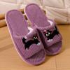2026 Venta Caliente Transfronteriza Zapatillas de Casa de Algodón para Mujer Gato Negro Simple y Divertido Lindo Zapatillas de Algodón Rayadas Creativas