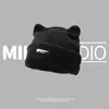 Chapéu de Tricô para Mulheres, Novo Gorro Fofo Coreano com Orelhas de Gato de Pelo Sintético de Vison, Turbante da Moda para Circunferência de Cabeça Grande