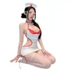 Lingerie sexy de renda uniforme de enfermeira bodycon vestido pura tentação conjunto de pijama sedutor qqny para mulheres 2768