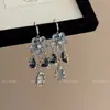 Flor de Amor Mariposa~Aretes de Flor de Cristal Azul con un Toque de Lujo Ligero y de Alta Gama, Dulces Aretes de Mariposa Gota de Agua, Mismo Estilo que Faye Wong