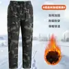 Calças de Algodão Camufladas Espessas para Outono e Inverno Calças de Trabalho Masculinas Forradas com Lã Quentes Calças de Perna Reta com Vários Bolsos