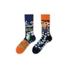 Calcetines de Moda Originales Asimétricos Estilo AB para Mujer Calcetines de Algodón de Verano Zhejiang Arte de Dibujos Animados Personalizado Calcetines de Algodón de Tubo Medio para Hombres y Mujeres