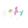Decoración de Mesa de Postres Feliz Cumpleaños Temática del Océano Fiesta de Sirenas Topper para Pastel de Fiesta de Sirenas