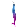 Pinça para Cílios Postiços Antiderrapante Flor de Gelo Transfronteiriça Pinça de Cauda de Peixe Pinça Dupla Face Multifuncional Curvador de Cílios Segmentado Sem Cola