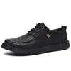 Zapatos casuales de cuero transfronterizos cuero suave suela suave mediana edad y ancianos transfronterizos talla grande zapatos de cuero hombres costuras hechas a mano slip-on zapatos de papá