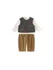 Bangxuan Ropa Infantil Conjunto para Niños Chaleco Rayado Atractivo Camiseta Estampada Pantalones Deportivos Conjunto Casual de Tres Piezas para Niños