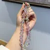 Cadena de Cristal con Cuentas Hecha a Mano para Teléfono Móvil de Celebridad de Internet para Mujeres, Llavero Exquisito y de Alta Gama Junta de Llavero Cadena Corta para Colgar el Teléfono Móvil en la Muñeca