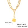 Explosiones Europeas y Americanas Moda Corte Personalizado Acero Inoxidable Collar Dorado Doble Cadena Trébol de Cuatro Hojas Joyería de Moda para Mujer