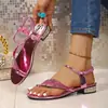 Colección de verano 2026: Sandalias casuales y cómodas para mujer de talla grande con lazo, estilo europeo y americano, perfectas para usar al aire libre.