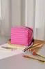 Bolsa de maquillaje simple a rayas bicolor, portátil y artística, adecuada para viajes, almacenamiento de productos para el cuidado de la piel, bolso de mano, bolsa tipo almohada