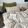 Juego de sábanas de color japonés de cuatro piezas Color de contraste Algodón lavado Individual Doble Suministros para cama Dormitorio de estudiantes Funda de edredón Juego de tres piezas Fábrica