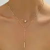Collar de Borlas en Forma de Y con Pedrería de Venta Caliente Europea y Americana, Cadena para Clavícula Sexy de Lujo Ligero de Nicho, Multicapa Exquisita de Lujo Ligero para Niñas