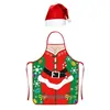 Nuevo delantal navideño transfronterizo con estampado de Papá Noel, utensilios de cocina, impermeable y a prueba de aceite, suministros para fiestas navideñas