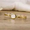 Reloj de Pulsera Compacto y Delgado para Mujer Mia Retro, Pulsera Sencilla Pequeña de Perlas Doradas, Reloj de Cuarzo, Comercio Exterior