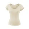 Estilo Puramente Sexy, Cuello en V Pequeño, Ligeramente Transparente, Manga Corta, Nuevo Estilo de Verano, Top Camiseta Corta Ajustado con Puños Dobladillos