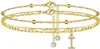 Pulsera de tobillo de comercio exterior transfronterizo más vendida 26 letras pulsera de tobillo de letra de circonita pulsera de tobillo simple de moda pulsera de tobillo de doble capa cubana de cuentas de arroz