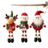 Tecido de Natal Pingente de Natal de Pernas Longas Xadrez Papai Noel Boneco de Neve Rena Boneca Ornamento Decoração de Árvore de Natal