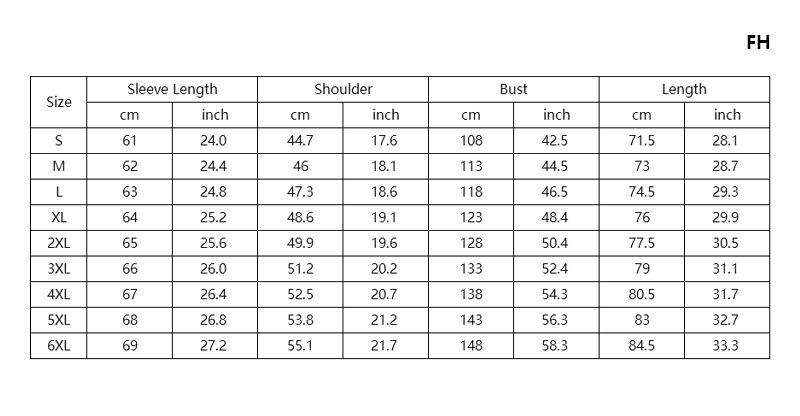 FH-碎花衬衫长袖-尺码表