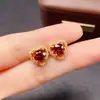 Aretes de Garneta Natural Transfronterizos, Joyería de Plata 925 de Alta Gama de Nicho, Venta Directa de Fábrica de Joyería 6*6 Incrustados