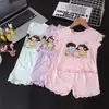 Conjunto Infantil de Verão Menina Verão Fofo Manga Curta Desenho Animado Roupa de Casa Bebê Conjunto de Duas Peças Conjunto de Shorts de Manga Curta