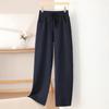 Calça Tricô Emagrecedora com Bolso Duplo Outono e Inverno Nova Versão Longa Extra para Mulheres Altas Calça Espessa Solta Scimitar